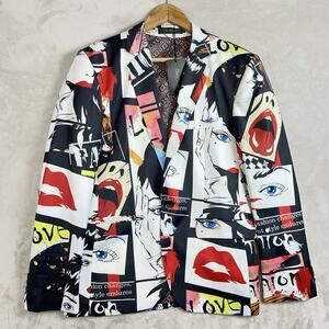NWT Men's Artist Pop Art Blazer Jacket Size Large Poly/Viscose Party
